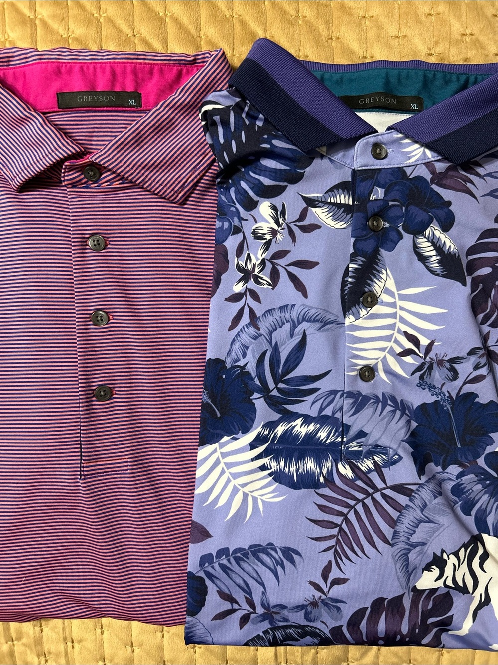 Greyson Clothier Floral Wolf Jungle Polo & Quoque Performance Polo Sz XL EUC